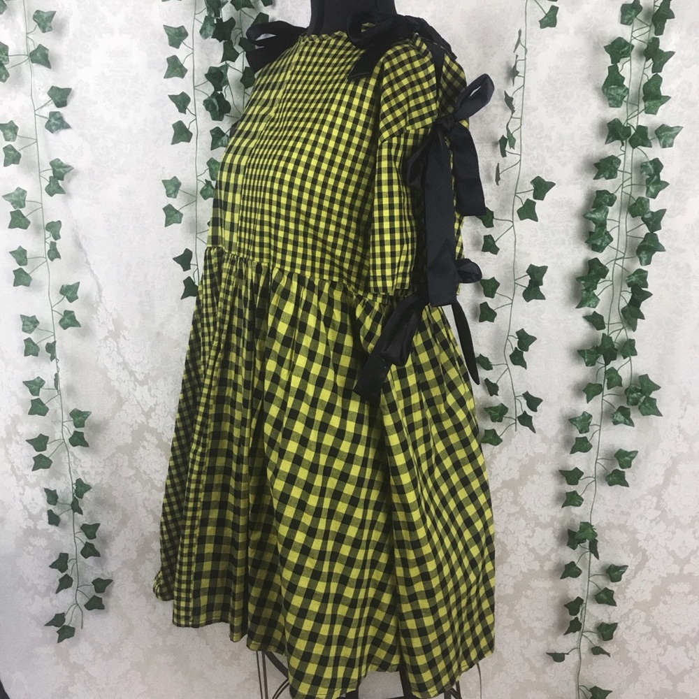 Lazy Oaf yellow gingham bow dress